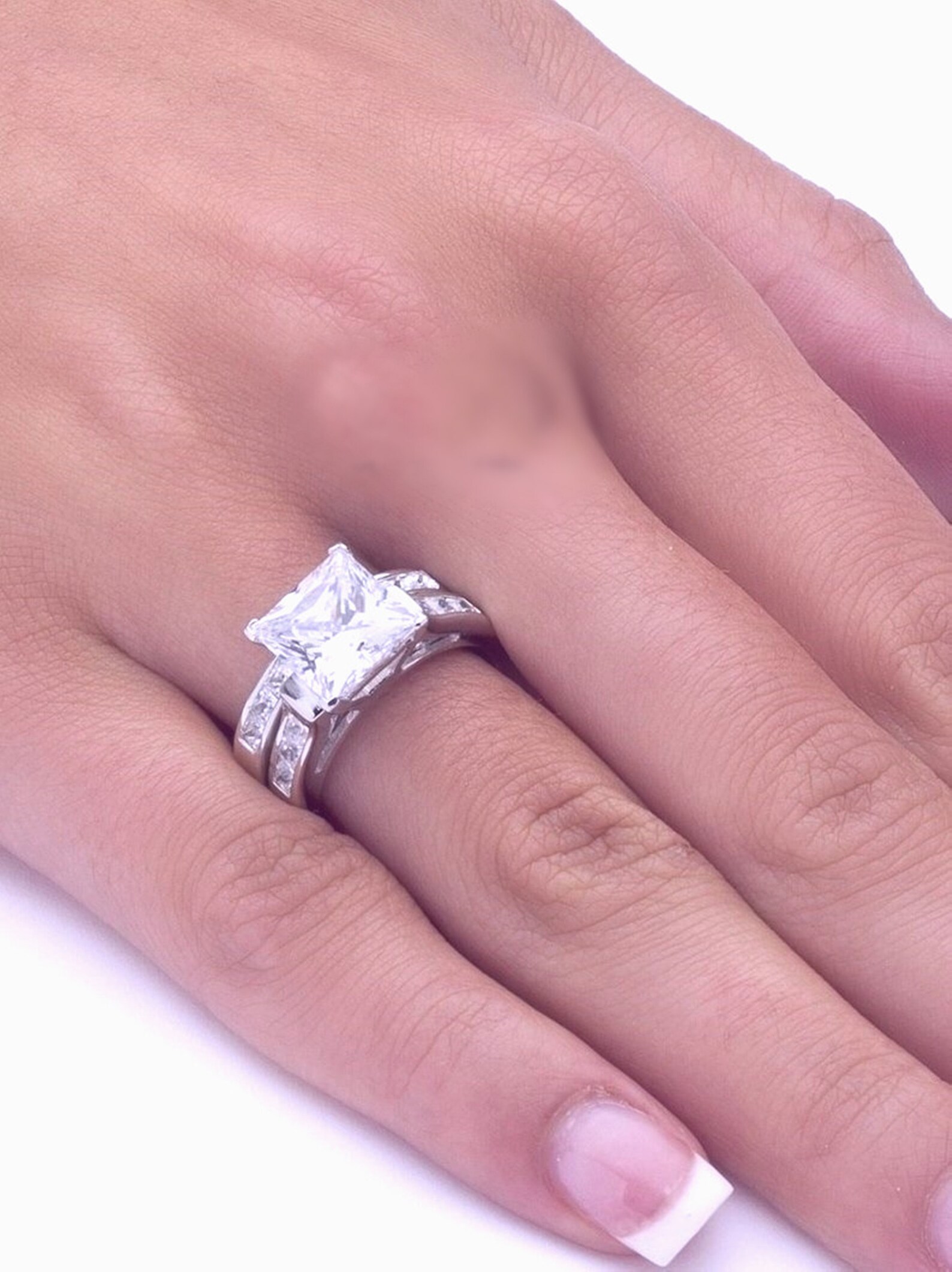 Channel Setting Ring Set/ Princess Cut Diamond Woman's Etsy