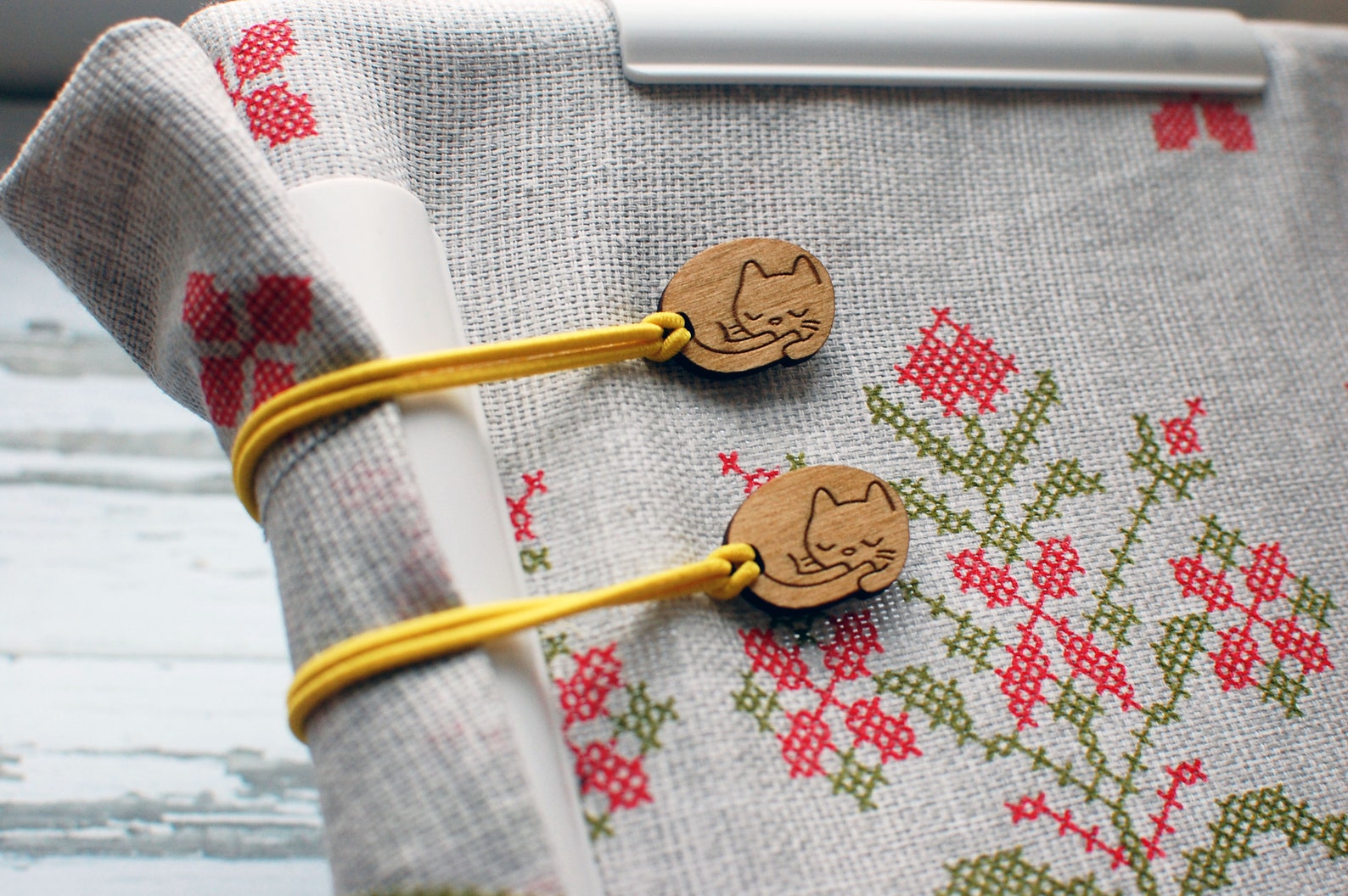 The set of 2 fabric keepers cat cross stitch Keeper for extra Etsy