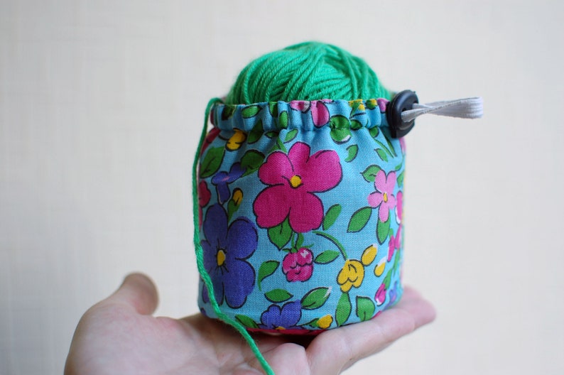 Ball sack yarn ball bag yarn bowl Flowers Knitting Crochet bag Storage yarn cozy Knitting Project Bag Small Yarn Bowl Yarn Bucket