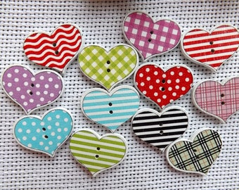 Cross Stitch Needle Minder SET of 2 Needle Minders Cute Heart Cross Stitch Accessory Heart Magnet Wooden needle minder 1 inch Random color