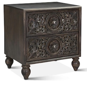 Hand Carved Indian Mango Wood Nightstand