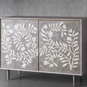 Hand Carved Indian Bone Inlay Console/Dresser