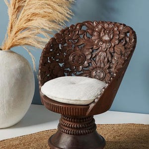 Floral Carved Indian Lounge Chair