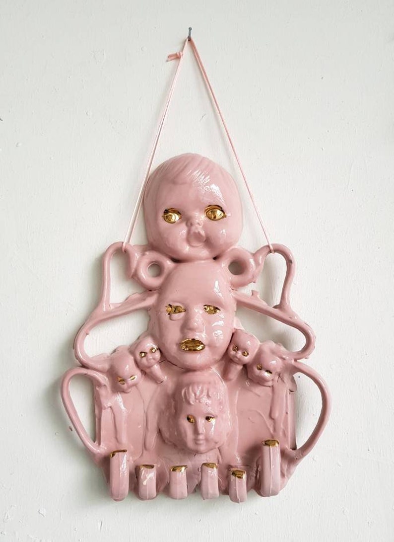 Porcelain Pink and Gold Doll Jewellery Display Object
