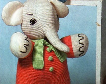 Jumbo Knitted Elephant Toy Pattern, 22-inch Stuffed Animal (PDF Pattern)