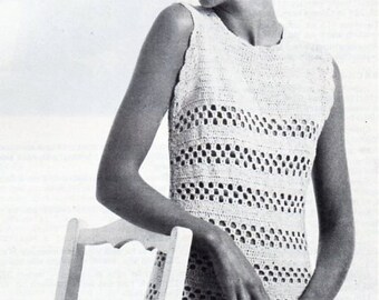 Vintage 70s Lacy Crochet Dress Pattern, 34-40 inch (PDF Download)