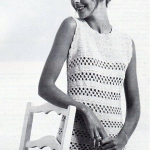 ladies crochet dress pattern Crochet pattern PDF womens crochet dress lacy crochet Vintage 70s 34-40inch aran worsted 10ply instant download