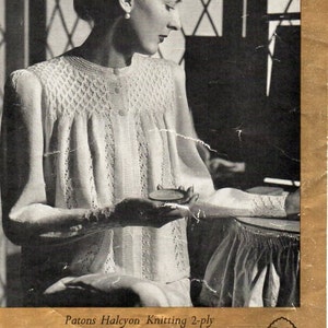 Womens bedjacket knitting pattern PDF womens 2 ply bed jacket Vintage 40s 36 inch 2ply ladies knitting pattern PDF instant download