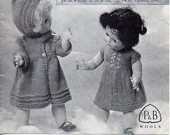 Vintage 50s Doll Clothes Knitting Pattern: 10-16 Inch (PDF Download)
