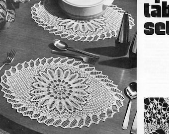 Vintage Knitted Doily Pattern, Lace Table Setting (PDF Download)