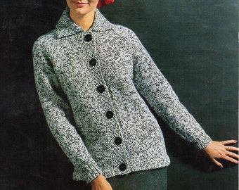 Vintage Women's Chunky Knit Cardigan Pattern (PDF Download)