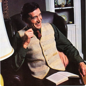 mens waistcoat knitting pattern pdf suit waistcoat v front DK light worsted 8ply Vintage 70s Instant Download