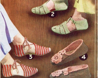 Vintage Crochet Sandals Pattern, 40s Style Slippers (PDF Download)
