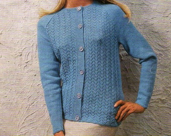 Vintage 60s Lacy Cardigan Knitting Pattern PDF, 34-40 inch (Instant Download)