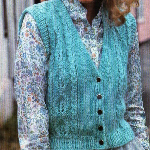 womens waistcoat knitting pattern pdf ladies vest sleeveless cardigan bobble stitch 32-39 inch DK light worsted 8ply pdf instant download