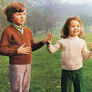 childrens cable sweater knitting pattern pdf DK or 4ply childs jumper 22-34 inch 4ply DK light worsted 8ply Instant download