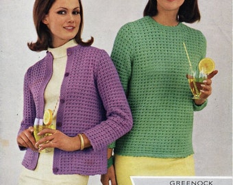 Vintage Cardigan Knitting Pattern PDF, Ladies Jacket (34-40" DK)