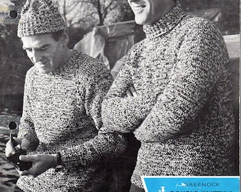 Vintage Men's Sweater Knitting Pattern, 38-48" (PDF Download)