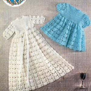 vintage baby crochet Christening gown crochet pattern pdf baptism robe baby girl crochet dress 16-20 3ply light fingering instant download image 1