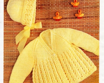 Vintage 70s Baby Matinee Set Knitting Pattern: 16-19 inch (PDF Download)