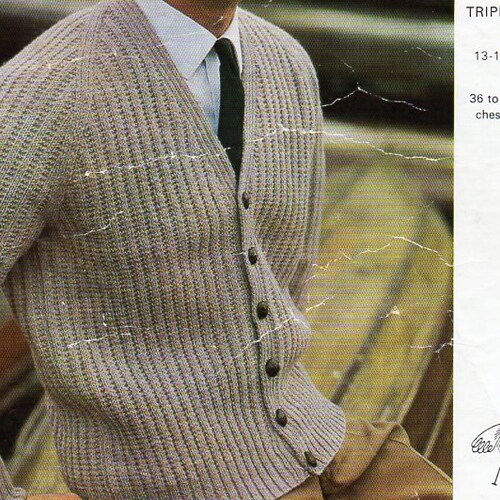 Mens Cardigan Knitting Pattern Pdf DK or Chunky Mens Cardigan Etsy
