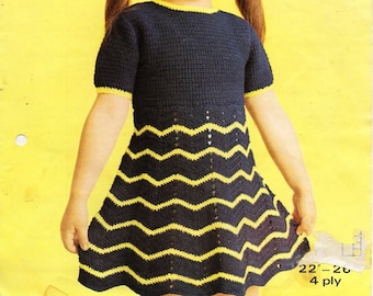 Girls Crochet Dress Pattern, 4 Ply, 22-26 inch (PDF Pattern)