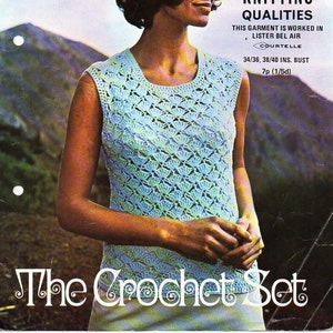 ladies crochet top pattern CROCHET PATTERN pdf womens crochet top Vintage 60s 34-40 inch DK light worsted 8ply