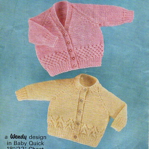 baby cardigans knitting pattern pdf DK baby jackets v / round neck  18-22&quot; DK light worsted 8ply baby knitting pattern pdf Instant download