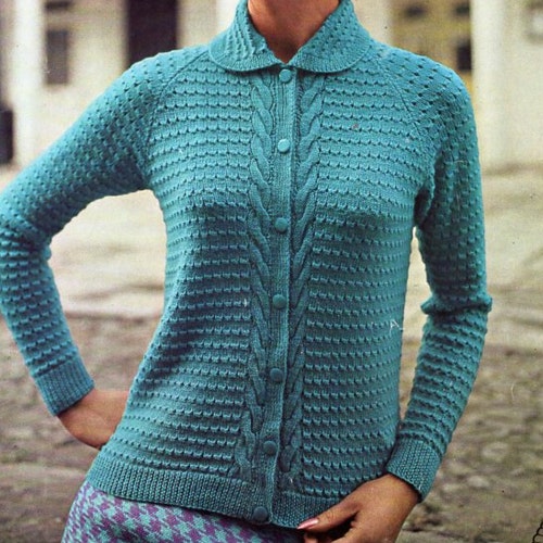 Vintage Ladies Cardigan Knitting Pattern PDF DK Womens V Neck | Etsy