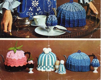 Vintage tea cosy cozy knitting & crochet pattern pdf crochet egg cosy knitted tea cosy egg cosy cosies cozies pdf instant  download