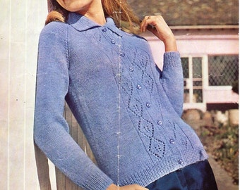 ladies cardigan knitting pattern pdf womens DK jacket with | Etsy
