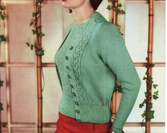 Vintage womens twinset knitting pattern pdf ladies sweater cardigan twin set 1950s 34-38 inch 3ply pdf instant download