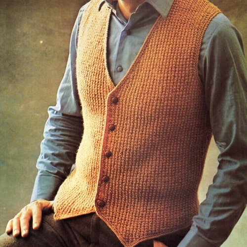 Mens Waistcoat Knitting Pattern PDF DK Mens V Front Vest Suit Etsy UK