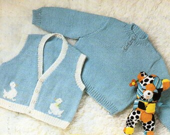 Vintage baby romper suit & jumper knitting pattern pdf 4ply | Etsy