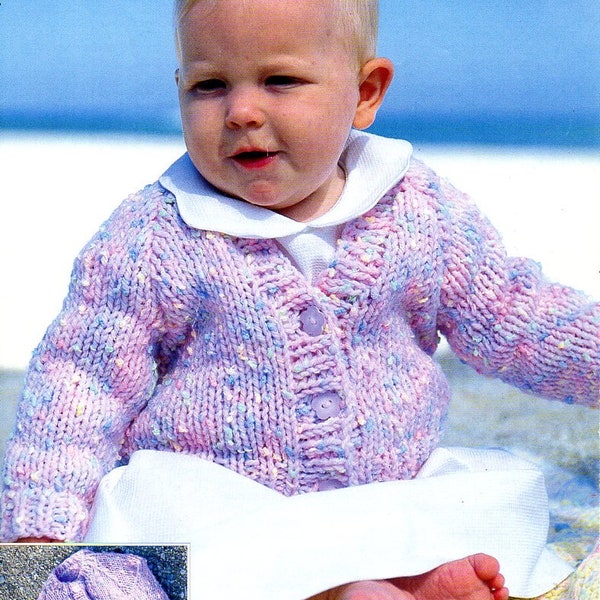baby childrens chunky cardigan KNITTING PATTERN pdf download baby childs jacket v or round neck 16-26 inch chest chunky / bulky / 12ply yarn
