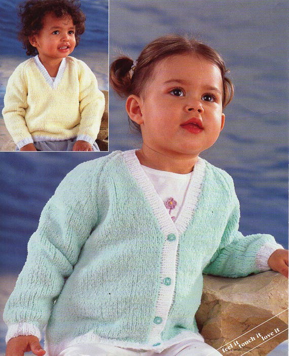 Baby Childs Chenille Cardigan Sweater KNITTING PATTERN Pdf Download Velvet Jumper Jacket 16 26 Inch Chenille DK Light Worsted 8ply Yarn Etsy Canada