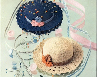 crochet hat pin cushions pattern Crochet pattern PDF Vintage 70s thread crochet cotton Instant download