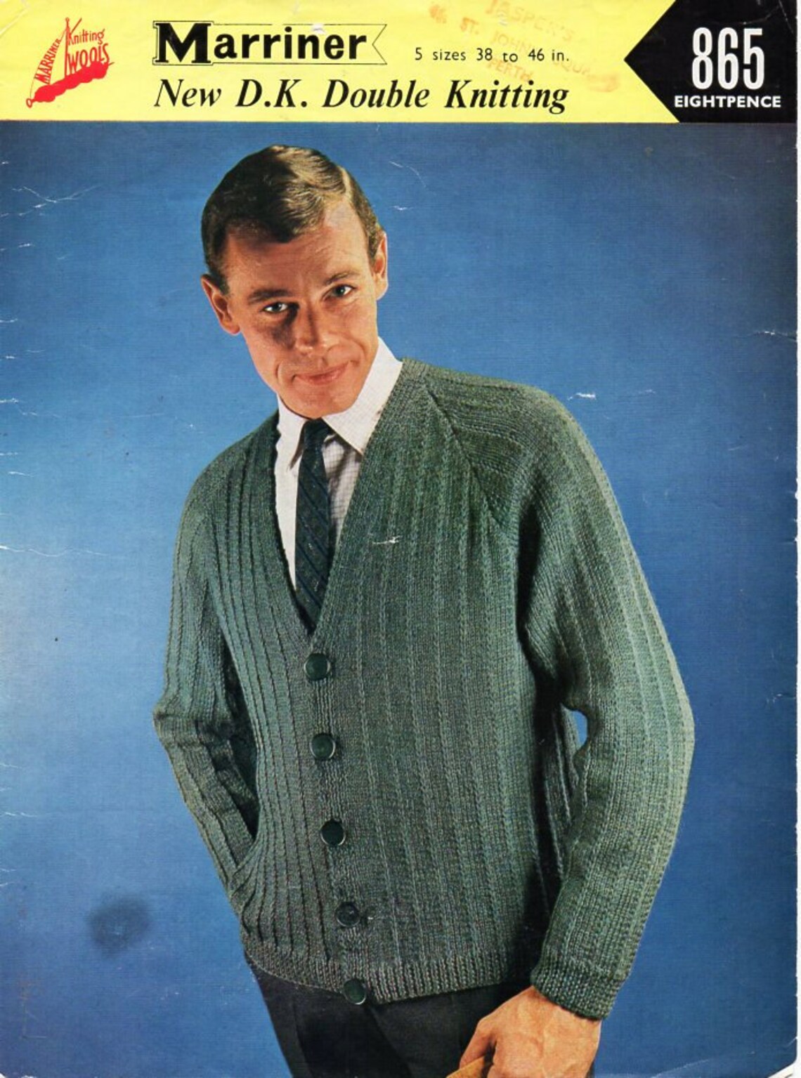Vintage Mens Cardigan Knitting Pattern Pdf Mens Ribbed V Neck Etsy