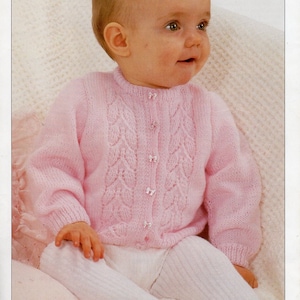 baby lacy 4ply cardigan KNITTING PATTERN pdf download toddler round neck jacket 18-21 inch chest 4ply / fingering yarn