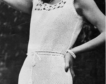 vintage womens crochet dress crochet pattern pdf ladies crochet tennis dress 32-36 inch thread crochet cotton pdf instant download