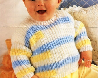 baby fishermans rib sweater KNITTING PATTERN pdf download baby childs ribbed jumper 18-24 inch chest DK / light worsted / 8ply yarn