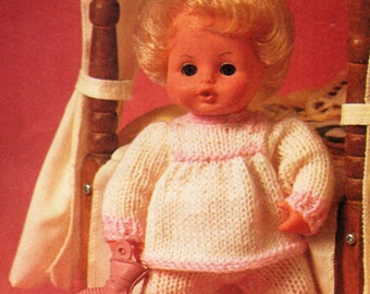Doll Pyjamas Knitting Pattern, 9-16 Inch Doll Clothes (PDF Download)