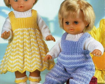 baby dolls KNITTING PATTERN pdf download baby doll dress dungarees sweater socks boy doll girl doll dolls clothes 12-22 inch doll DK yarn