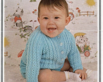 Baby Cardigan Knitting Pattern, Round Neck Jacket (PDF Download)