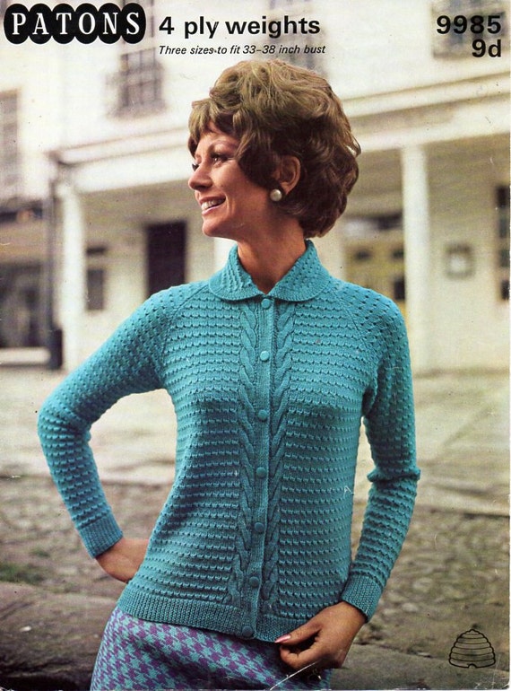 Vintage Womens Cardigan Knitting 