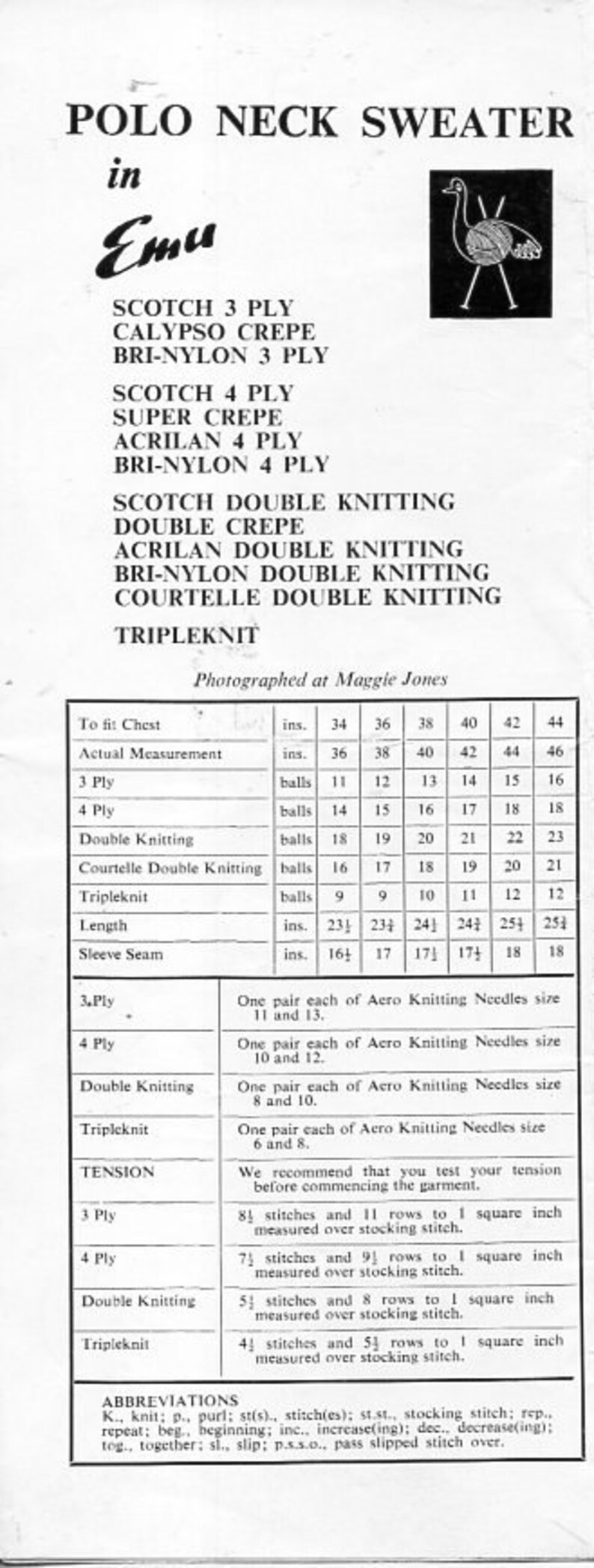 Womens / Mens Polo Neck Sweater Knitting Pattern Pdf 3ply 4ply Etsy UK