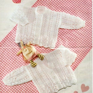 baby childs lacy cardigan KNITTING PATTERN pdf download girls jacket v neck round neck 16-26 inch DK / light worsted / 8ply yarn