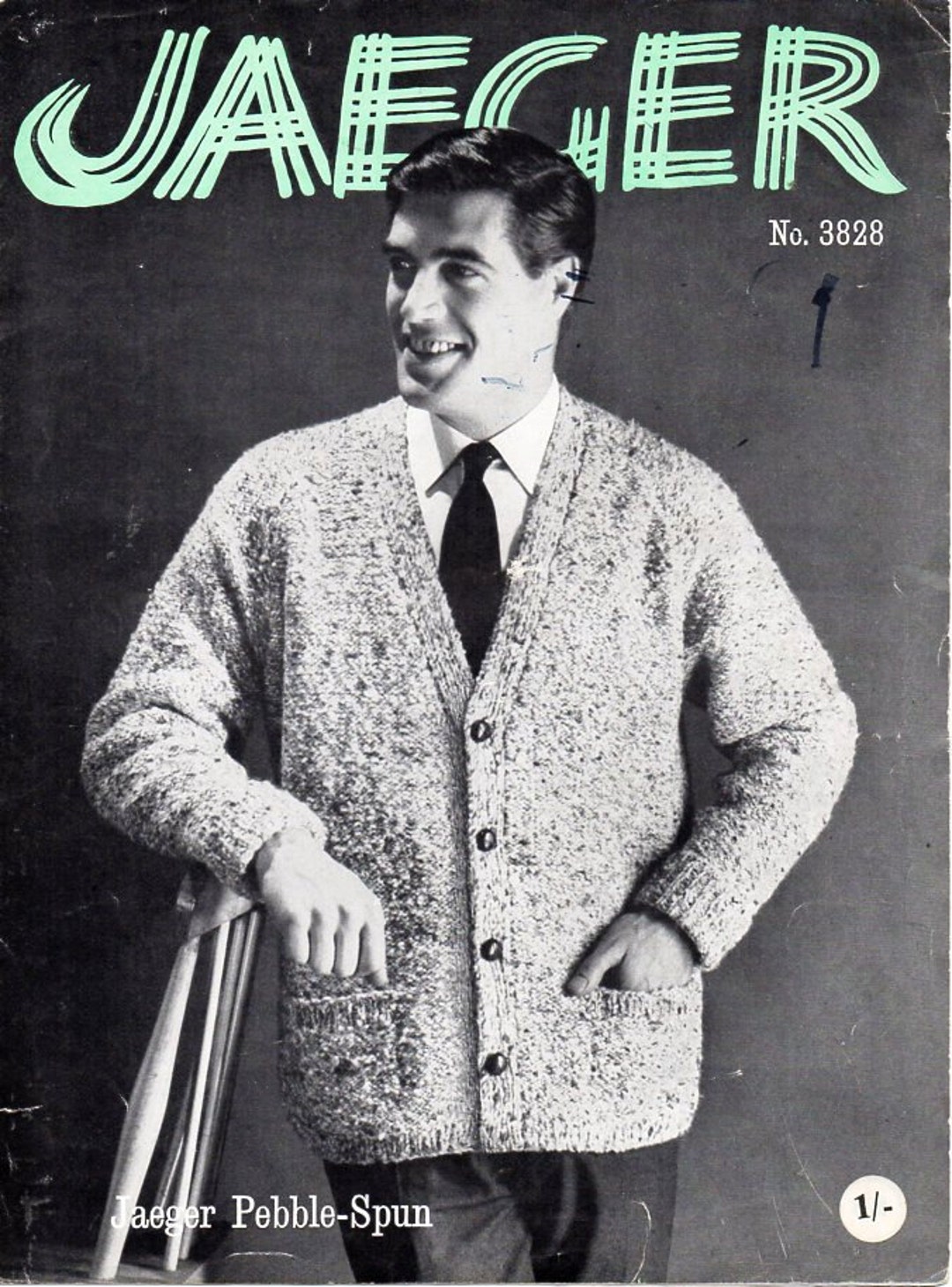Vintage Mens Cardigan Knitting Pattern Pdf Mens V Neck Jacket Etsy