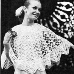 Vintage 70s Crochet Poncho Pattern, Lacy Womens Poncho (PDF Download) image 2