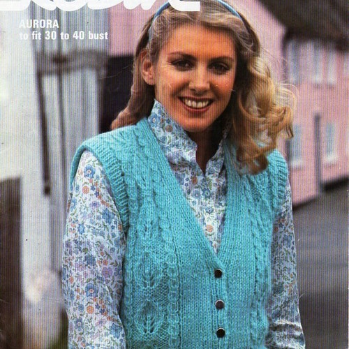 Womens Aran Waistcoat Knitting Pattern Sleeveless Top Button Etsy UK